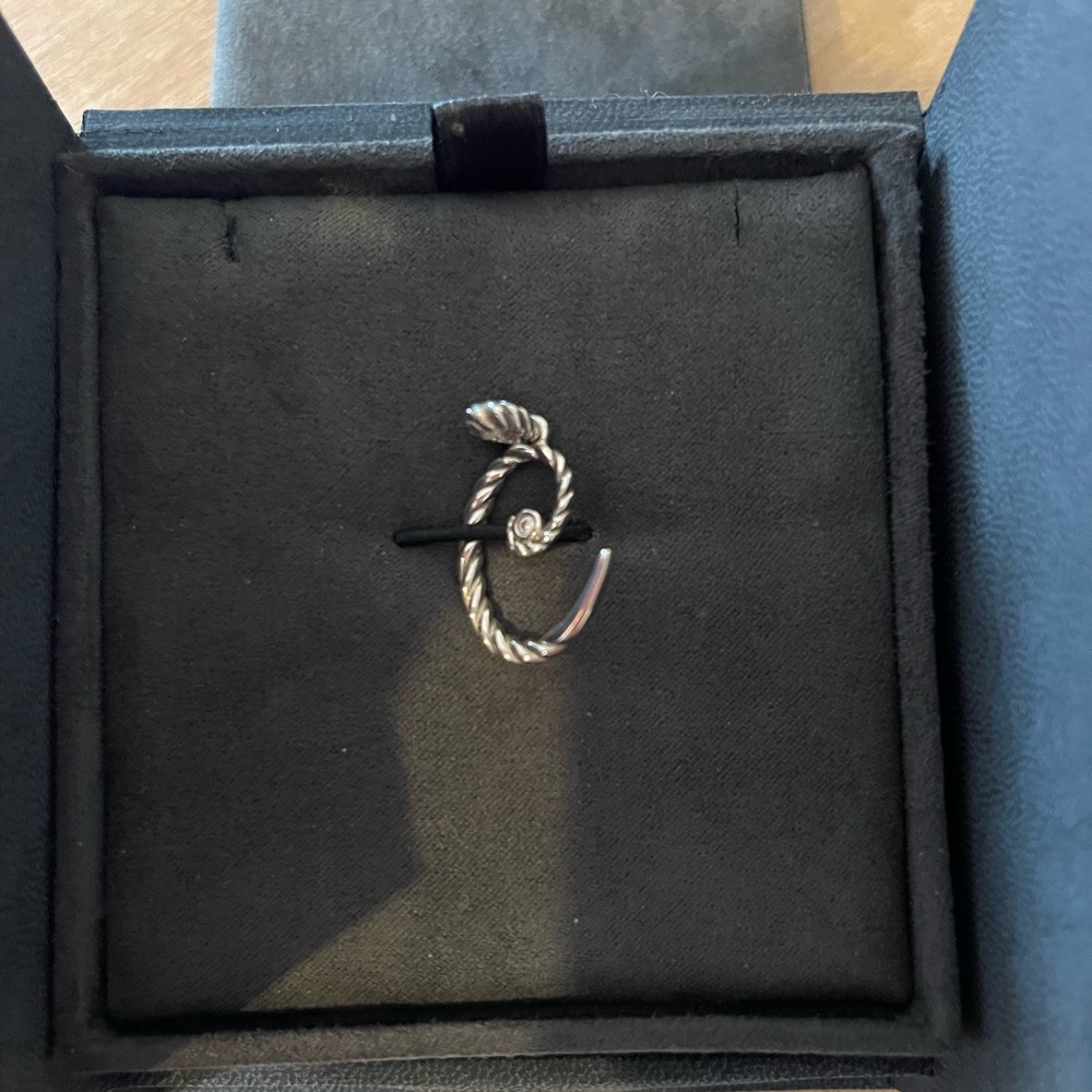 DAVID YURMAN Script Initial C Charm Enhancer Pendant 925 Silver Diamond